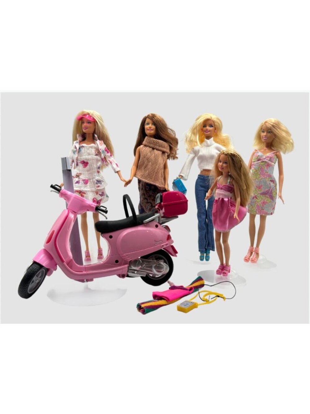 Barbie Doll Lot of 5 Teresa Skipper Pink Vespa Scooter Clothes Accessories
